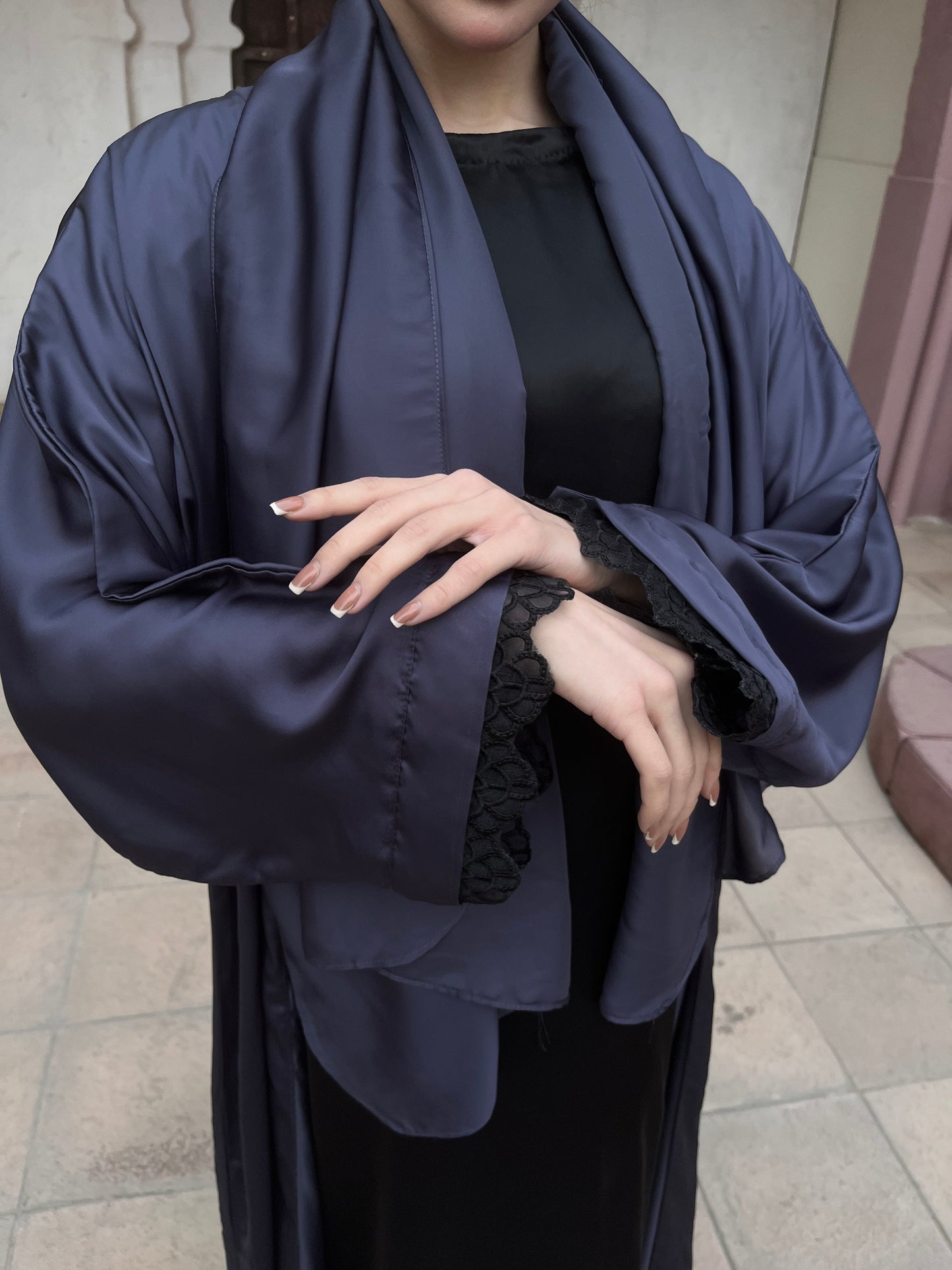 Abaya open+staller+inner with sleeves details - Hanah