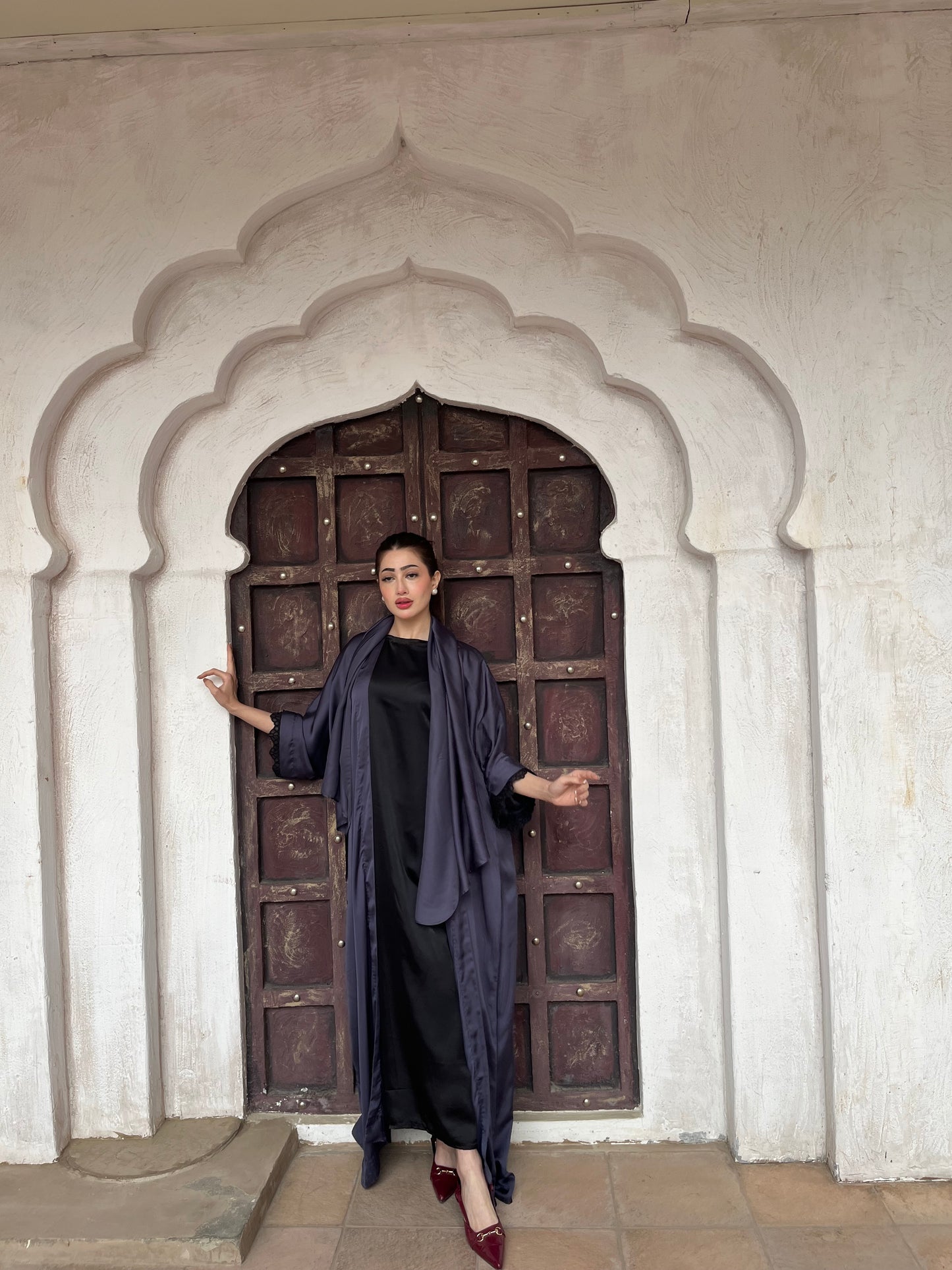 Abaya open+staller+inner with sleeves details - Hanah