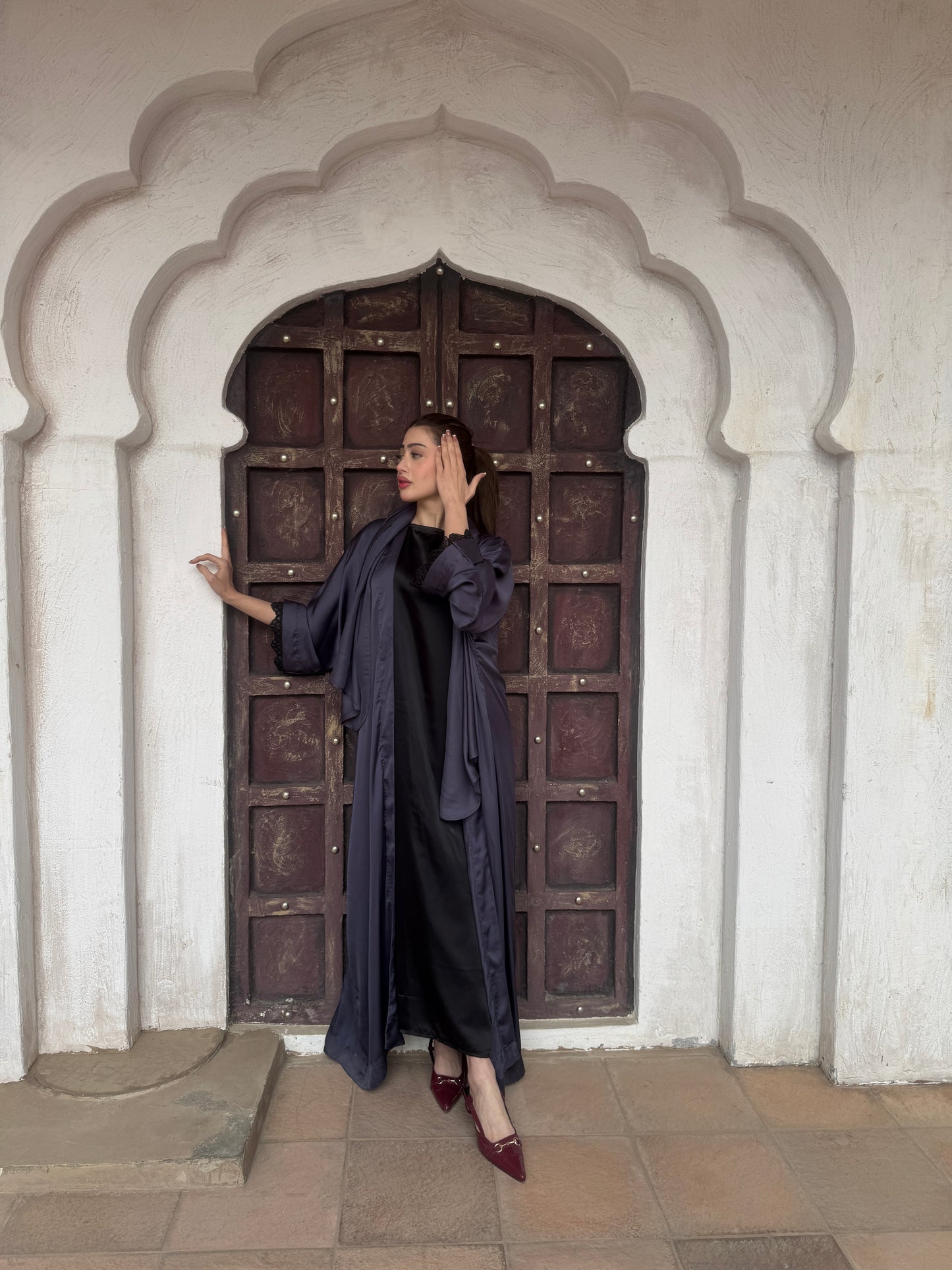 Abaya open+staller+inner with sleeves details - Hanah